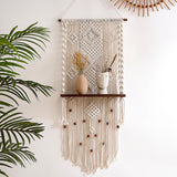 Maxbell Boho Wall Shelf Macrame Wall Decor Woven Rope Home Decor Bedroom Plant