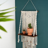Maxbell Boho Wall Shelf Macrame Wall Decor Woven Rope Home Decor Bedroom Plant