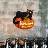 Maxbell Hanging Sign Door Hanger Wood Pumpkin for House Garage Wall Decoration StyleA