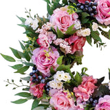 Maxbell 40cm Door Front Wreath Rose Artificial Flowers Garland Indoor Outdoor Home