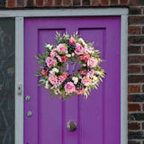 Maxbell 40cm Door Front Wreath Rose Artificial Flowers Garland Indoor Outdoor Home