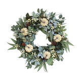 Maxbell 16 inch Fall Pumpkin Wreath with Green Leaves for Home Wall Door