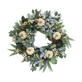 Maxbell 16 inch Fall Pumpkin Wreath with Green Leaves for Home Wall Door