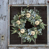 Maxbell 16 inch Fall Pumpkin Wreath with Green Leaves for Home Wall Door