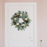 Maxbell 16 inch Fall Pumpkin Wreath with Green Leaves for Home Wall Door
