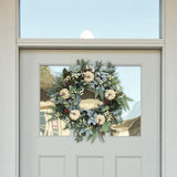 Maxbell 16 inch Fall Pumpkin Wreath with Green Leaves for Home Wall Door