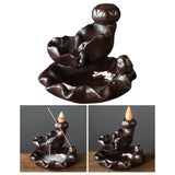 Maxbell Backflow Incense Burner Incense Cone Holder Zen Ceramic Censer Decor Black