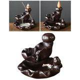 Maxbell Backflow Incense Burner Incense Cone Holder Zen Ceramic Censer Decor Black