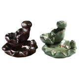 Maxbell Backflow Incense Burner Incense Cone Holder Zen Ceramic Censer Decor Black