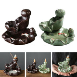 Maxbell Backflow Incense Burner Incense Cone Holder Zen Ceramic Censer Decor Black