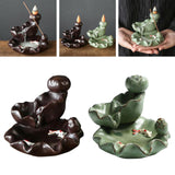 Maxbell Backflow Incense Burner Incense Cone Holder Zen Ceramic Censer Decor Black