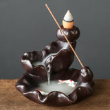Maxbell Backflow Incense Burner Incense Cone Holder Zen Ceramic Censer Decor Black