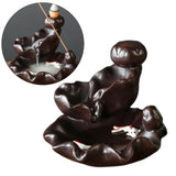 Maxbell Backflow Incense Burner Incense Cone Holder Zen Ceramic Censer Decor Black