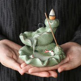 Maxbell Maxbell Backflow Incense Burner Incense Cone Holder Zen Ceramic Censer Decor Green