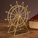 Maxbell Table Wheel Model Decorative Rotating Sculpture for Bookshelf Souvenir Gold