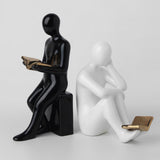 Maxbell Ceramic Human Statues Abstract Figurines Collectible Sculpture Black White