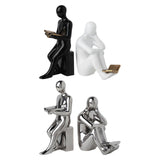 Maxbell Ceramic Human Statues Abstract Figurines Collectible Sculpture Black White