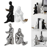 Maxbell Ceramic Human Statues Abstract Figurines Collectible Sculpture Black White