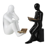 Maxbell Ceramic Human Statues Abstract Figurines Collectible Sculpture Black White