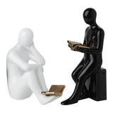 Maxbell Ceramic Human Statues Abstract Figurines Collectible Sculpture Black White