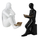 Maxbell Ceramic Human Statues Abstract Figurines Collectible Sculpture Black White