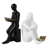 Maxbell Ceramic Human Statues Abstract Figurines Collectible Sculpture Black White