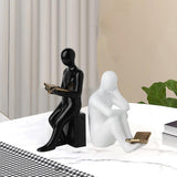 Maxbell Ceramic Human Statues Abstract Figurines Collectible Sculpture Black White