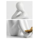 Maxbell Ceramic Human Statues Abstract Figurines Collectible Sculpture Black White