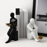 Maxbell Ceramic Human Statues Abstract Figurines Collectible Sculpture Black White