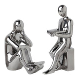 Maxbell Ceramic Human Statues Abstract Figurines Collectible Sculpture Silver