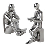 Maxbell Ceramic Human Statues Abstract Figurines Collectible Sculpture Silver