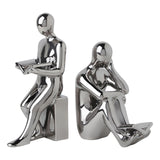 Maxbell Ceramic Human Statues Abstract Figurines Collectible Sculpture Silver