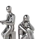 Maxbell Ceramic Human Statues Abstract Figurines Collectible Sculpture Silver