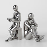 Maxbell Ceramic Human Statues Abstract Figurines Collectible Sculpture Silver