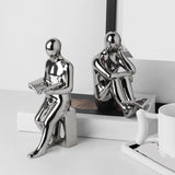 Maxbell Ceramic Human Statues Abstract Figurines Collectible Sculpture Silver