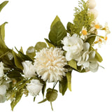 Maxbell Artificial Flower Wreath Garland Door Hanging Wooden Beads Hoop Decor White