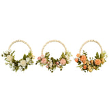 Maxbell Artificial Flower Wreath Garland Door Hanging Wooden Beads Hoop Decor White