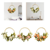 Maxbell Artificial Flower Wreath Garland Door Hanging Wooden Beads Hoop Decor White