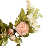 Maxbell Artificial Flower Wreath Garland Door Hanging Wooden Beads Hoop Decor Pink