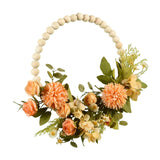Maxbell Artificial Flower Wreath Garland Door Hanging Wooden Beads Hoop Decor Orange Yellow