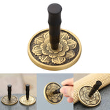 Maxbell Handle Incense Ash Pressed Seal Fragrance Stamp Copper for Home Temple Altar Black Gold