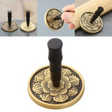 Maxbell Handle Incense Ash Pressed Seal Fragrance Stamp Copper for Home Temple Altar Black Gold
