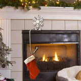 Maxbell Fireplace Hook Hanger Christmas Stocking Holder for Ornament Party Cafe Nickel Snowflake