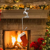 Maxbell Fireplace Hook Hanger Christmas Stocking Holder for Ornament Party Cafe Deer Shape Silver