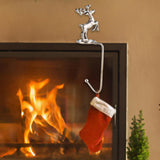 Maxbell Fireplace Hook Hanger Christmas Stocking Holder for Ornament Party Cafe Deer Shape Silver