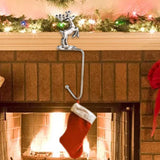 Maxbell Fireplace Hook Hanger Christmas Stocking Holder for Ornament Party Cafe Deer Shape Silver