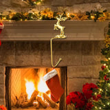 Maxbell Fireplace Hook Hanger Christmas Stocking Holder for Ornament Party Cafe Deer Shape Gold