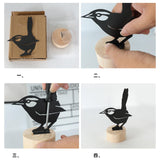 Maxbell Bird Silhouettes Memo Holder Wooden Table Card Holder for Desktop Decoration StyleC