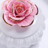 Maxbell Round Ceramic Jar Lidded Storage Necklace Keepsake Jewelry Box Pink