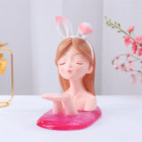 Maxbell Nordic Girl Figurine Storage Tray Statue Sculpture for Decoration Ornaments Pink